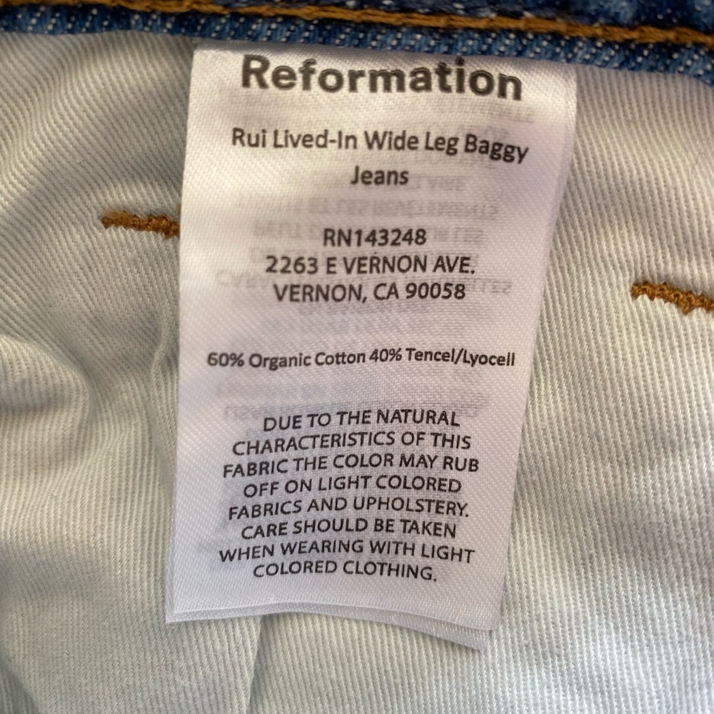 Reformation Rui Lived-in Wide Leg Baggy Jeans - Picture 4 of 4